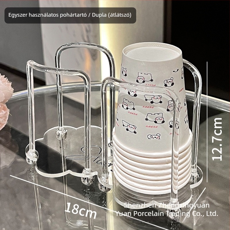 Egyszer használatos pohártartó – asztali rendező modern minimalist stílusban, műanyagból, fúrás nélkül, 2025-ben piacra dobva