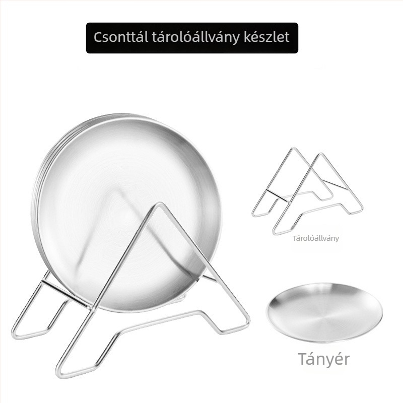 Rozsdamentes acél csonttál készlet – kerek desszerttálak, 18 cm, fényűző felület, logóval testreszabható