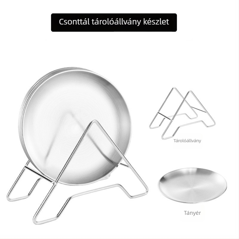 Rozsdamentes acél csonttál készlet – kerek desszerttálak, 18 cm, fényűző felület, logóval testreszabható