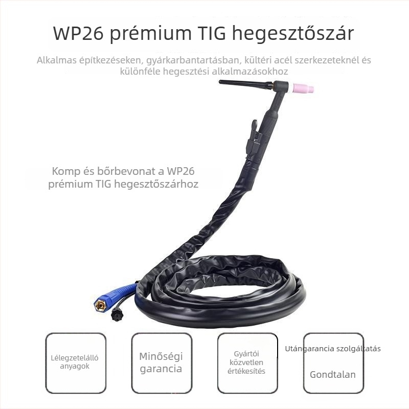 WP-26 gázhűtésű argon ívhegesztő pisztoly szilikoncsővel a markolaton