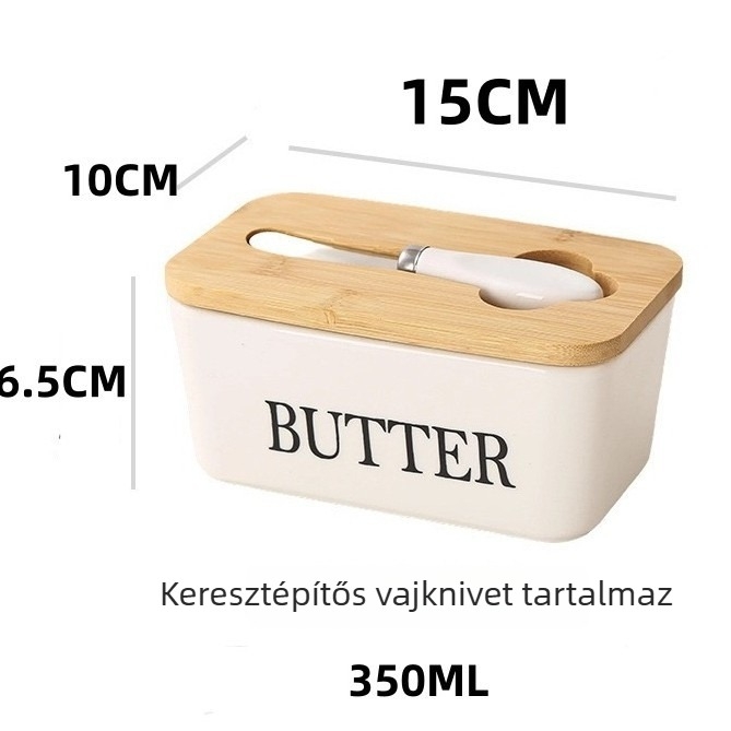 Kerámia vaj doboz, téglalap alakú, zárható, logónyomtatási lehetőséggel, modern minimalist stílus, első osztályú minőség