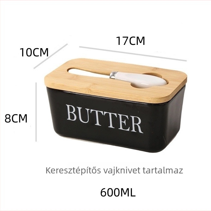 Kerámia vaj doboz, téglalap alakú, zárható, logónyomtatási lehetőséggel, modern minimalist stílus, első osztályú minőség