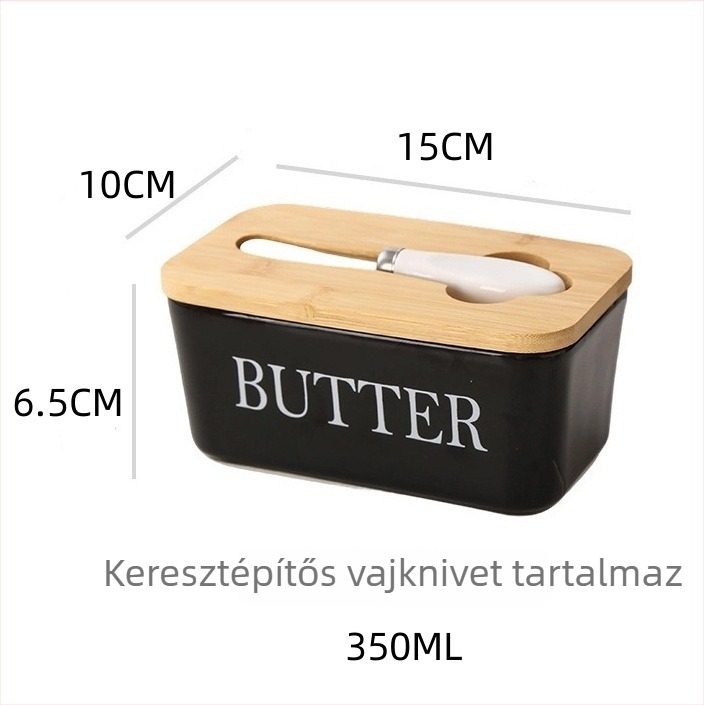 Kerámia vaj doboz, téglalap alakú, zárható, logónyomtatási lehetőséggel, modern minimalist stílus, első osztályú minőség