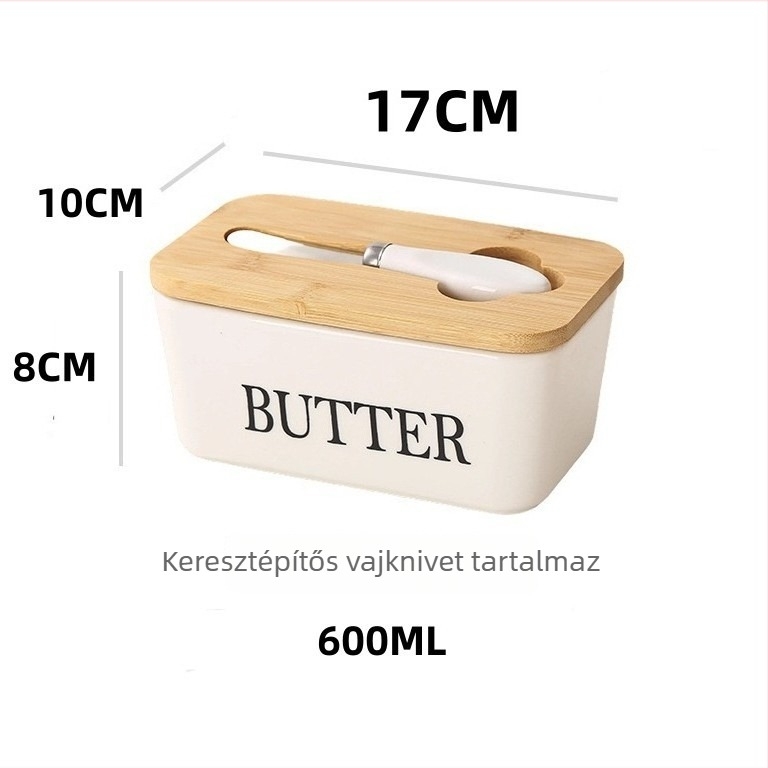 Kerámia vaj doboz, téglalap alakú, zárható, logónyomtatási lehetőséggel, modern minimalist stílus, első osztályú minőség