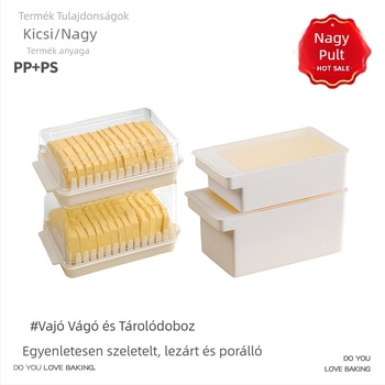 Vaj tároló doboz szelet sajt vágóval – élelmiszer-minőségű PP+PS anyag