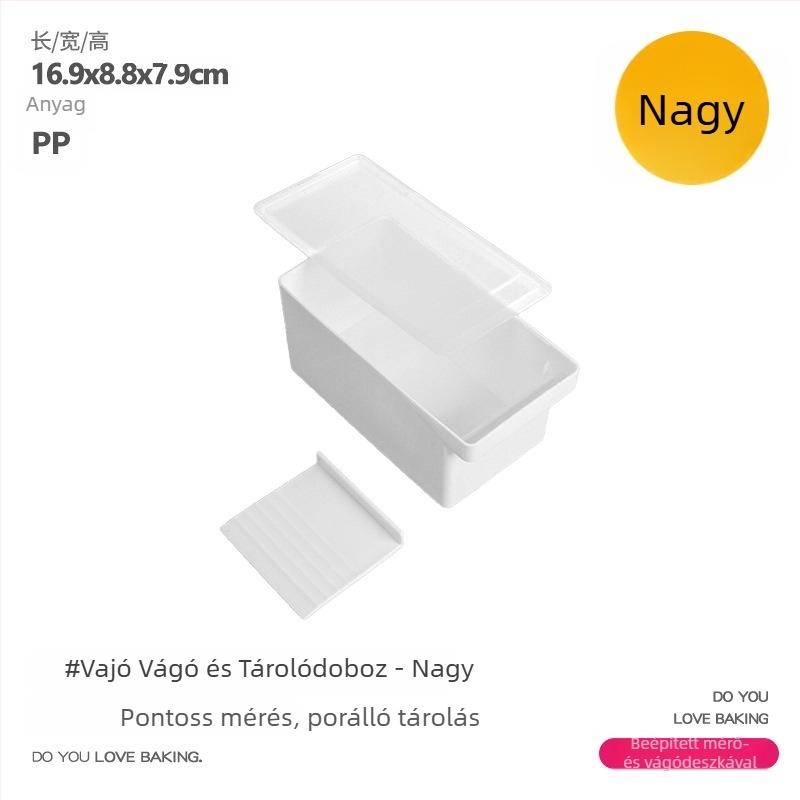 Vaj tároló doboz szelet sajt vágóval – élelmiszer-minőségű PP+PS anyag