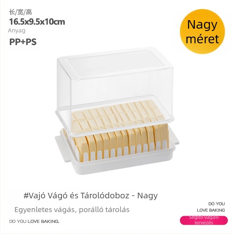 Vaj tároló doboz szelet sajt vágóval – élelmiszer-minőségű PP+PS anyag
