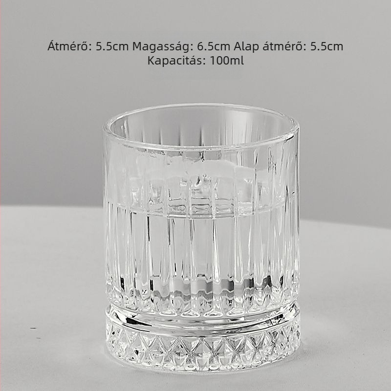 Hat darab likőrös pohárkészlet, 100 ml kapacitás, aranyozott felülettel, modern minimalista kialakítás, otthoni használatra