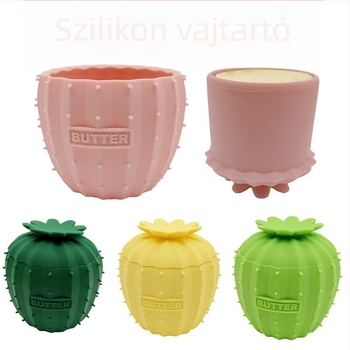 Szilikon vajtartó fedővel – asztali vajtál, kreatív kaktusz dizájn, egyedi logóval, bevezetés 2024.10