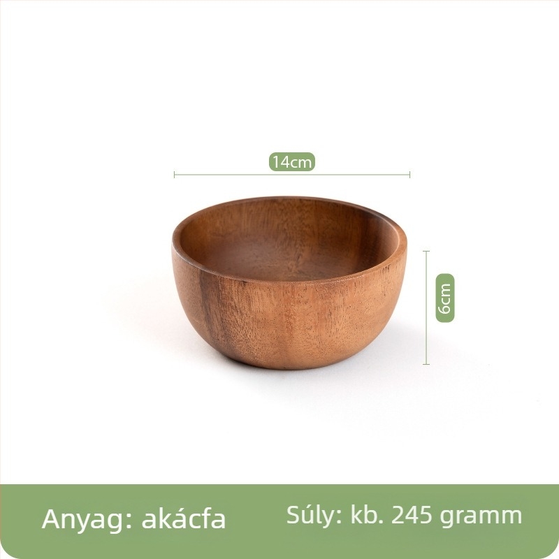 Fából készült salátás tál kör alakú, csíkos mintával, világos luxus-retro stílusban; alkalmas étkezésre, kávézásra és teázásra, nyomtatott logóval