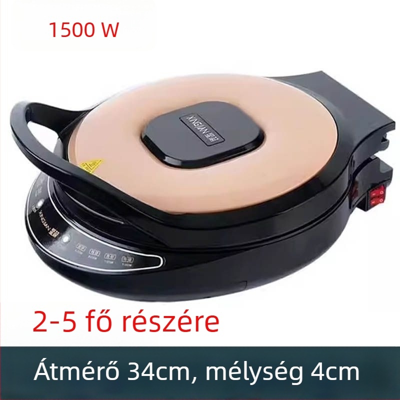 Elektromos palacsinta serpenyő, egyoldali fűtés, gombos vezérlés, 1500 W+, időzítővel