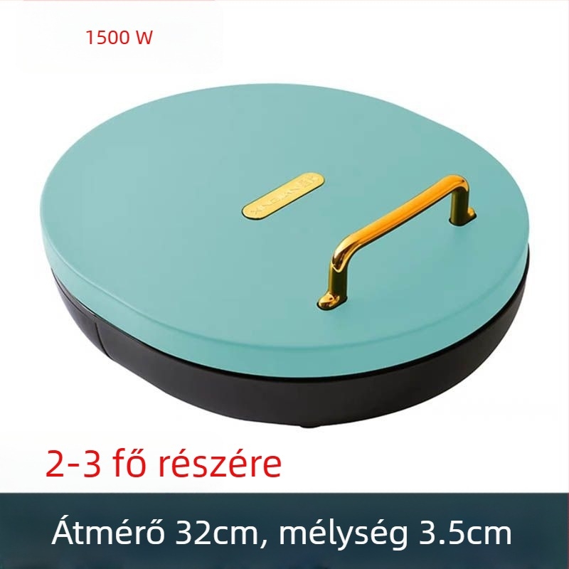Elektromos palacsinta serpenyő, egyoldali fűtés, gombos vezérlés, 1500 W+, időzítővel