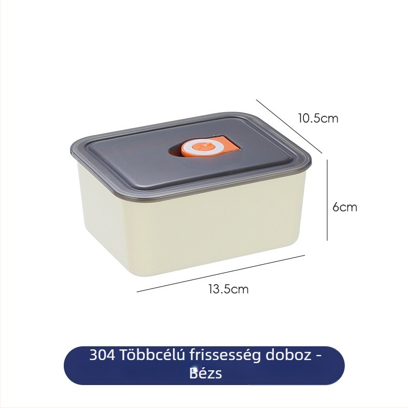 304 rozsdamentes acél frissentartó doboz, négyzet alakú, 501–800 ml, mikrohullámú sütőben használható.