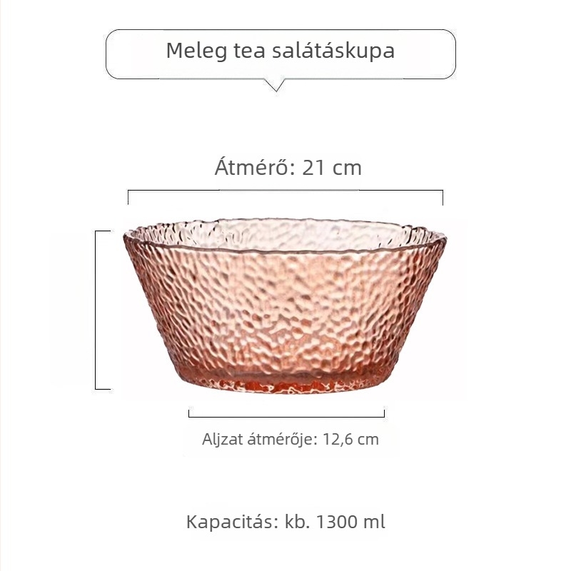 Kalapács mintás üveg salátás tál – kerek, egyszerű üveg, modern minimalista stílus