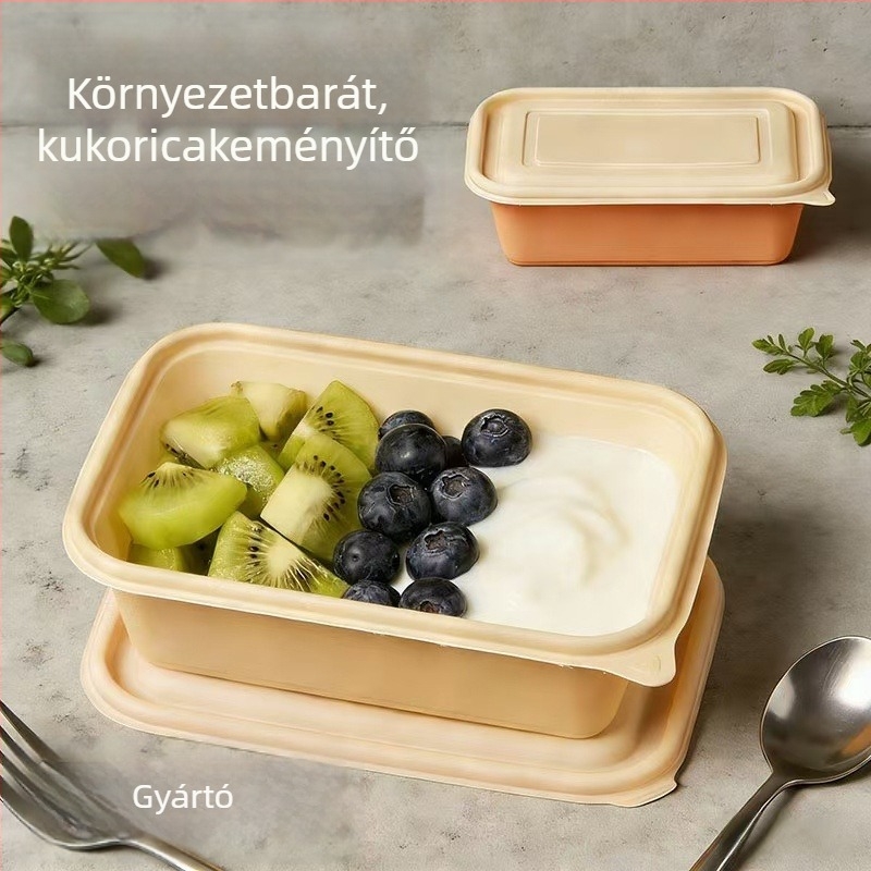 Biodegradálható egyszer használatos téglalap alakú ebédes doboz kukoricaszármazék alapján, élelmiszer-minőségű, otthoni és kereskedelmi használatra