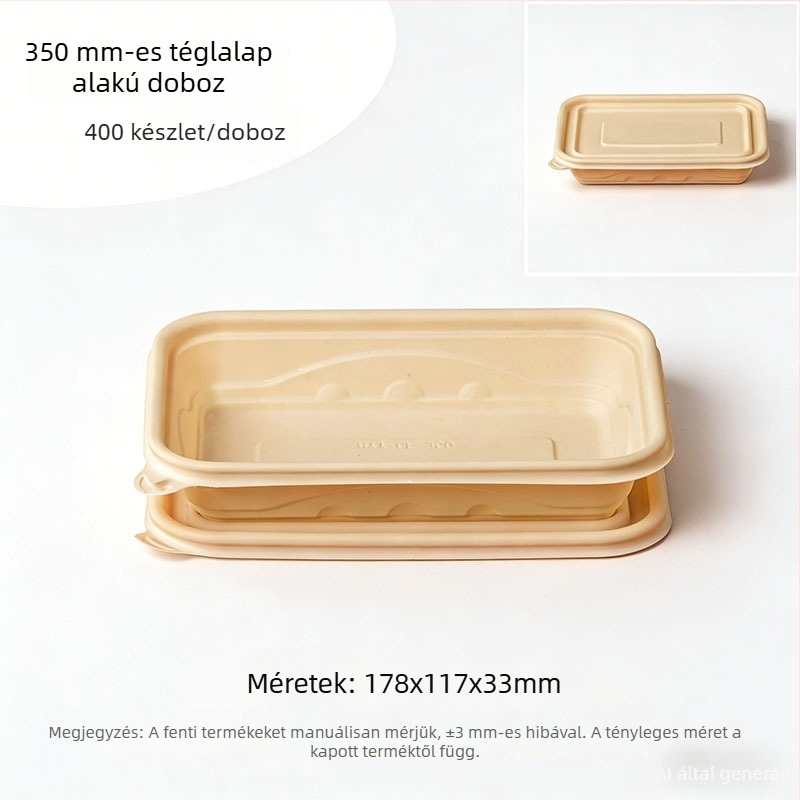 Biodegradálható egyszer használatos téglalap alakú ebédes doboz kukoricaszármazék alapján, élelmiszer-minőségű, otthoni és kereskedelmi használatra