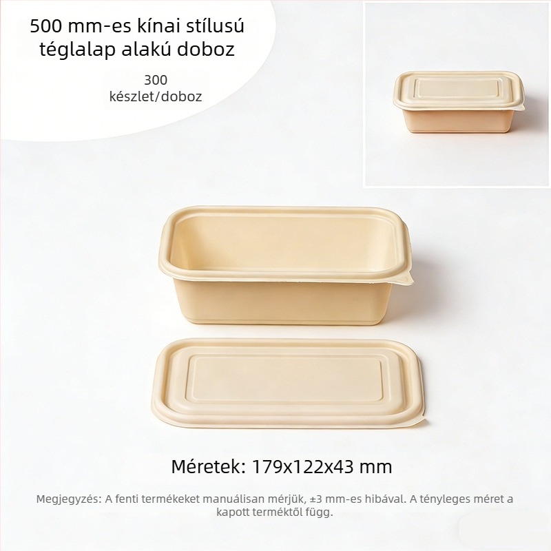 Biodegradálható egyszer használatos téglalap alakú ebédes doboz kukoricaszármazék alapján, élelmiszer-minőségű, otthoni és kereskedelmi használatra