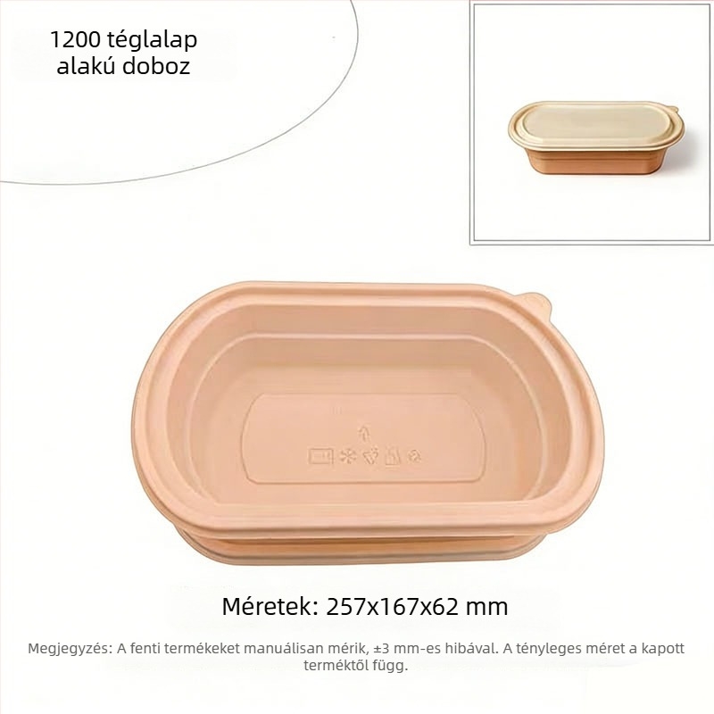 Biodegradálható egyszer használatos téglalap alakú ebédes doboz kukoricaszármazék alapján, élelmiszer-minőségű, otthoni és kereskedelmi használatra