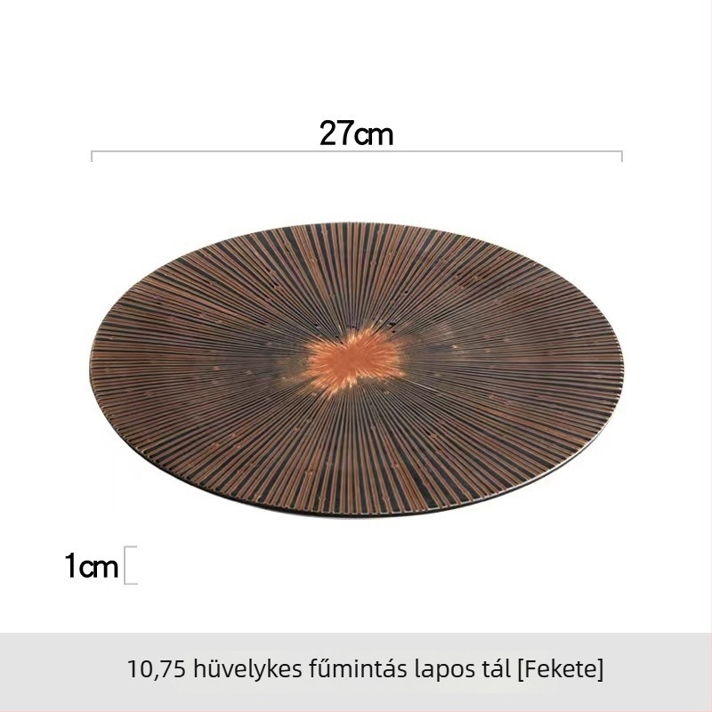 Kör alakú porcelán tálalólemez japán stílusban, aláglazúrozott felülettel, egyszínű minta, mikrohullámú sütőben használható