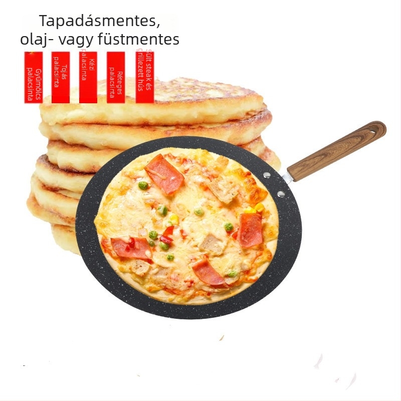 Tapadásmentes palacsintasütő gázsütőhöz, kovácsoltvasból, sík aljjal
