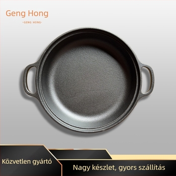 Öntöttvas serpenyő sík aljzattal, tapadásmentes, bevonat nélküli, vastított kézzel készített vas serpenyő, indukciós főzőfelületekkel kompatibilis