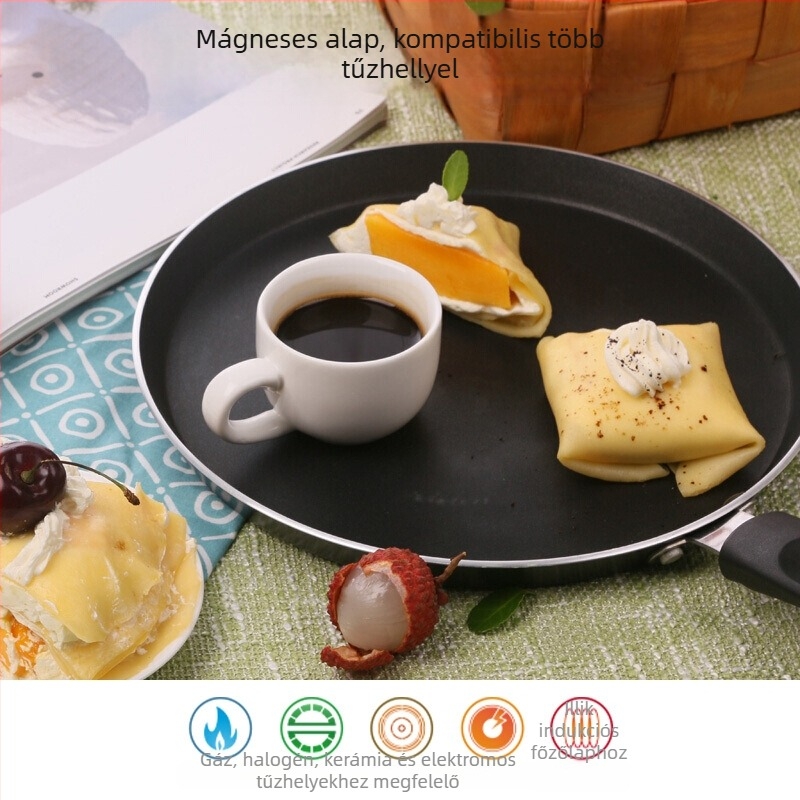 Tapadásmentes palacsintasütő – alumínium, modell j24G, indukciós és gázfőzővel kompatibilis, 1 kg