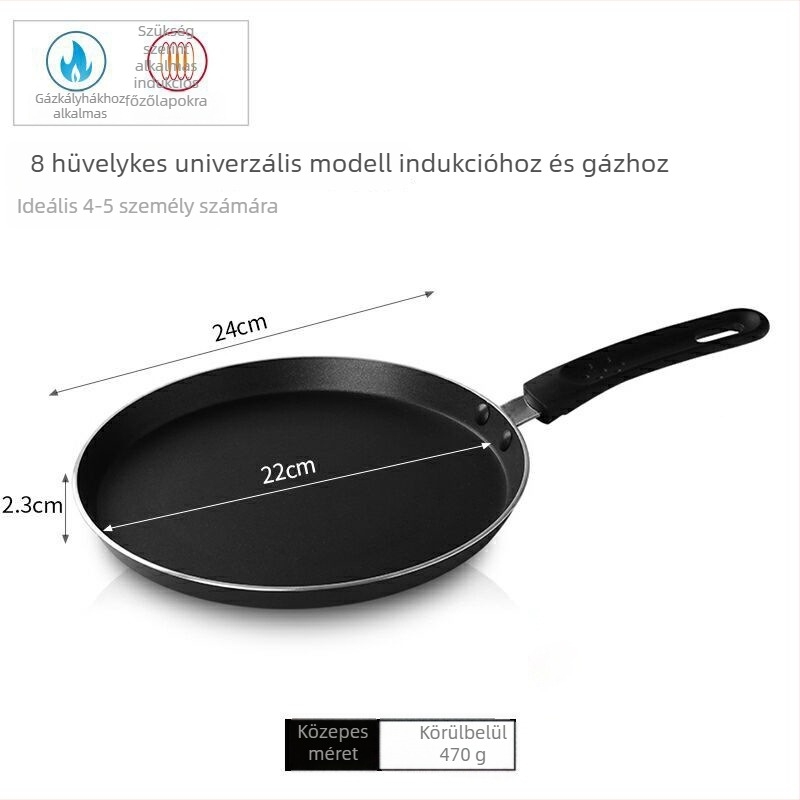 Tapadásmentes palacsintasütő – alumínium, modell j24G, indukciós és gázfőzővel kompatibilis, 1 kg