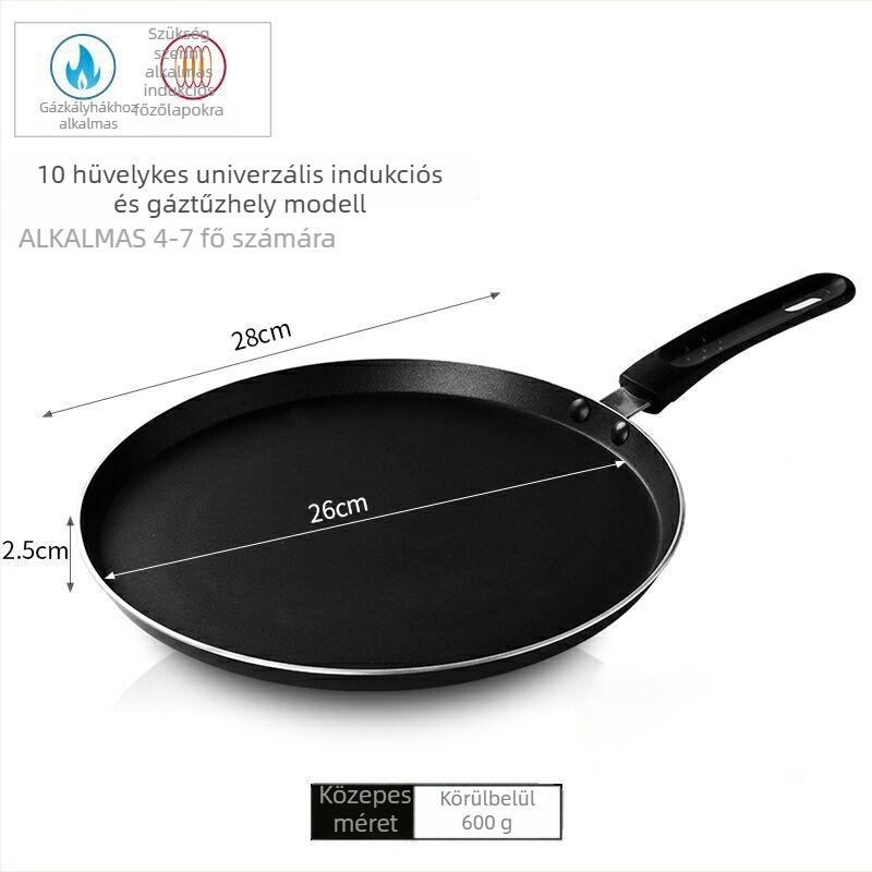 Tapadásmentes palacsintasütő – alumínium, modell j24G, indukciós és gázfőzővel kompatibilis, 1 kg