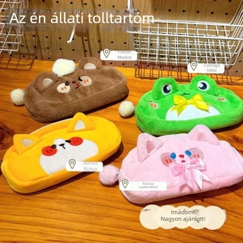 INS stílusú tolltartó karikatúra plüss medvével, nagy kapacitás, koreai stílus, modell 46232, poliészter, Ruizhe