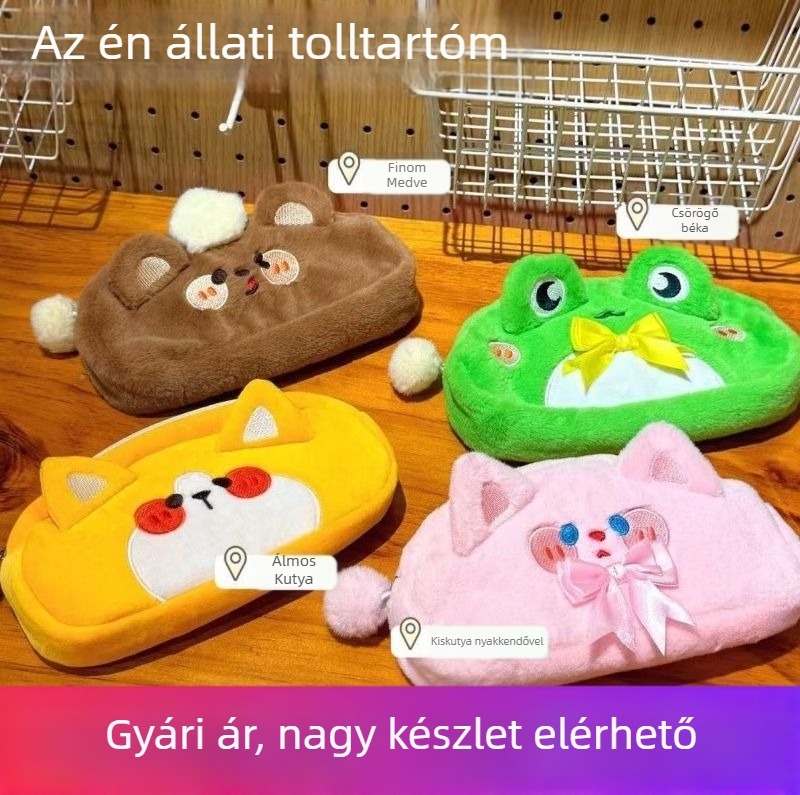 INS stílusú tolltartó karikatúra plüss medvével, nagy kapacitás, koreai stílus, modell 46232, poliészter, Ruizhe