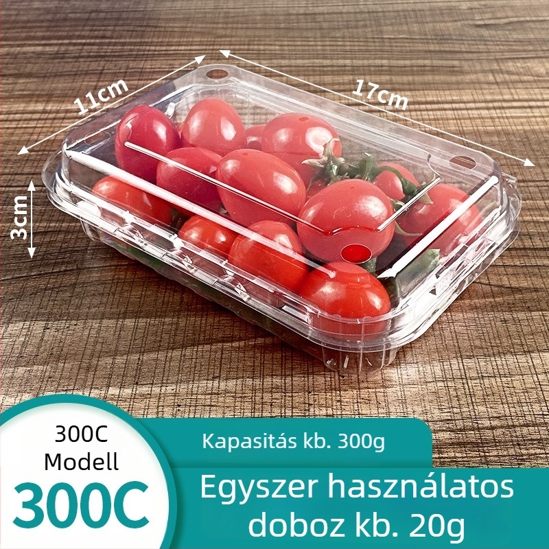 Mingqi egyszer használatos műanyag gyümölcs csomagoló doboz átlátszó fedéllel – mikrohullámú sütő nem használható, nem lebomló