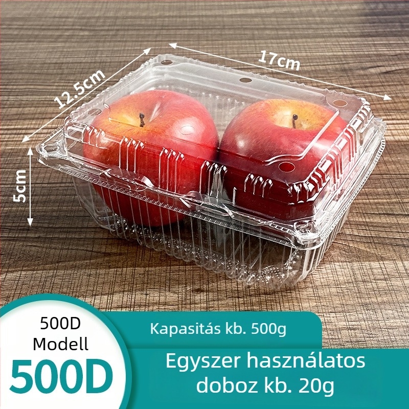 Mingqi egyszer használatos műanyag gyümölcs csomagoló doboz átlátszó fedéllel – mikrohullámú sütő nem használható, nem lebomló