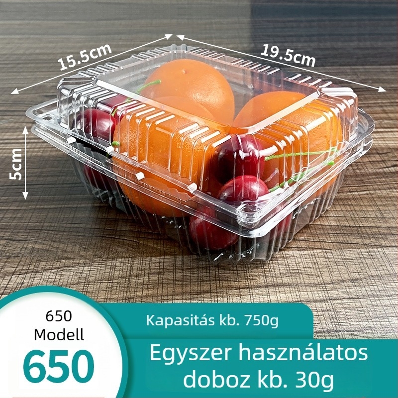 Mingqi egyszer használatos műanyag gyümölcs csomagoló doboz átlátszó fedéllel – mikrohullámú sütő nem használható, nem lebomló