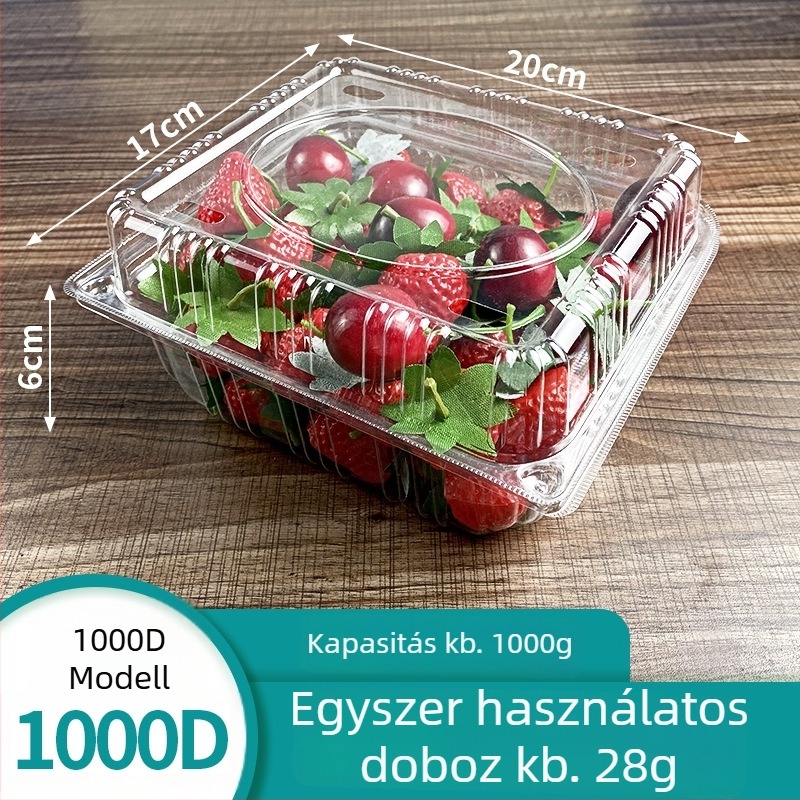 Mingqi egyszer használatos műanyag gyümölcs csomagoló doboz átlátszó fedéllel – mikrohullámú sütő nem használható, nem lebomló