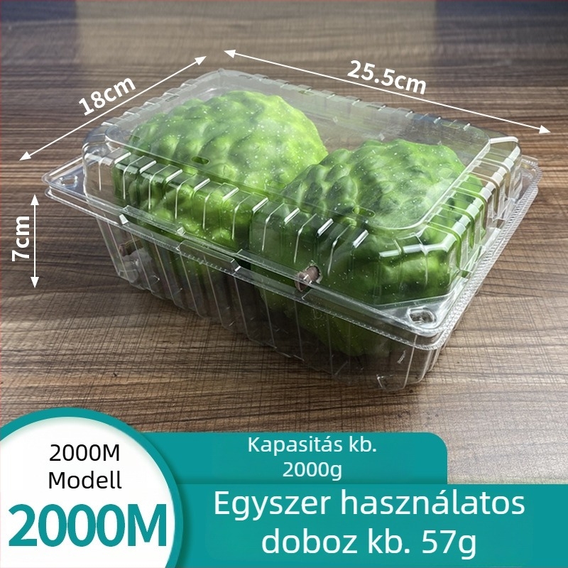 Mingqi egyszer használatos műanyag gyümölcs csomagoló doboz átlátszó fedéllel – mikrohullámú sütő nem használható, nem lebomló