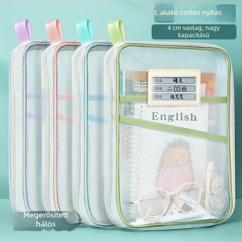 Small barley nylon háló dokumentumtáska, dupla rétegű, cipzáras, téglalap alakú