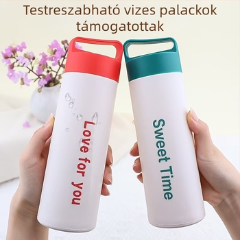 Üvegkezes pohár műanyag burkolattal, autóhoz és kultúrál használathoz; dupla falú, szivárgásmentes, fedél, logó nyomtatás (dupla fal; szivárgásmentes; fedél; logó nyomtatás)