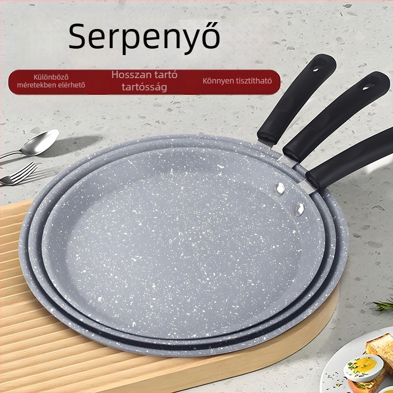 Omlett serpenyő vasból és tapadásmentes bevonattal, gáz- és indukciós tűzhelyhez kompatibilis, súly 600 g