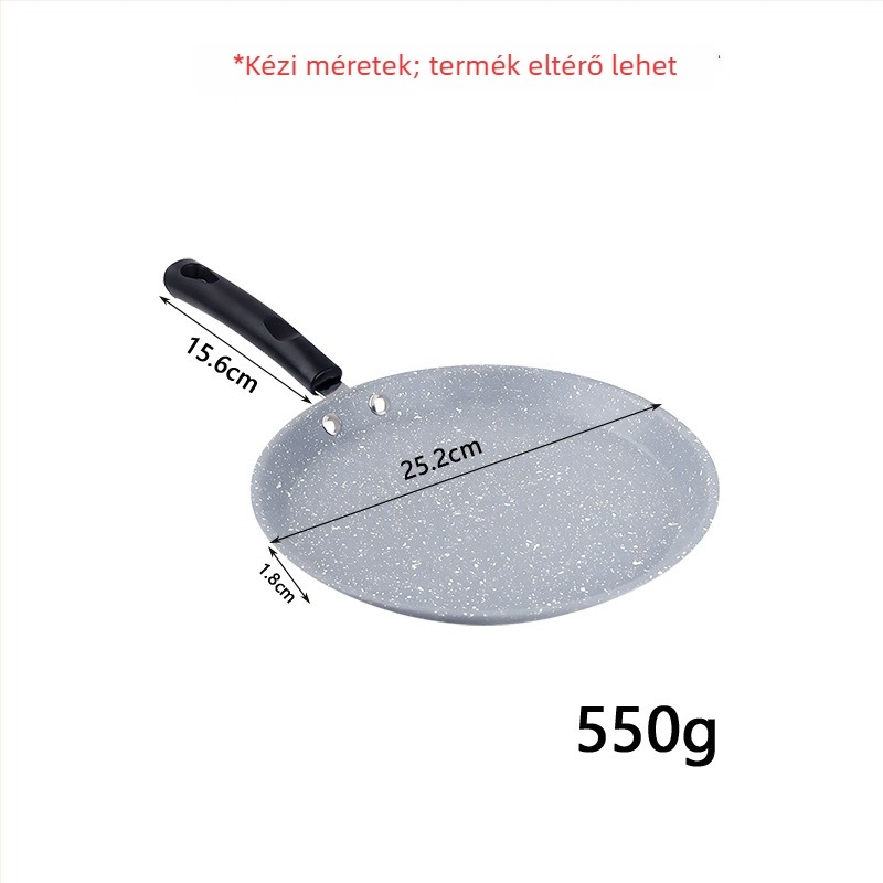 Omlett serpenyő vasból és tapadásmentes bevonattal, gáz- és indukciós tűzhelyhez kompatibilis, súly 600 g