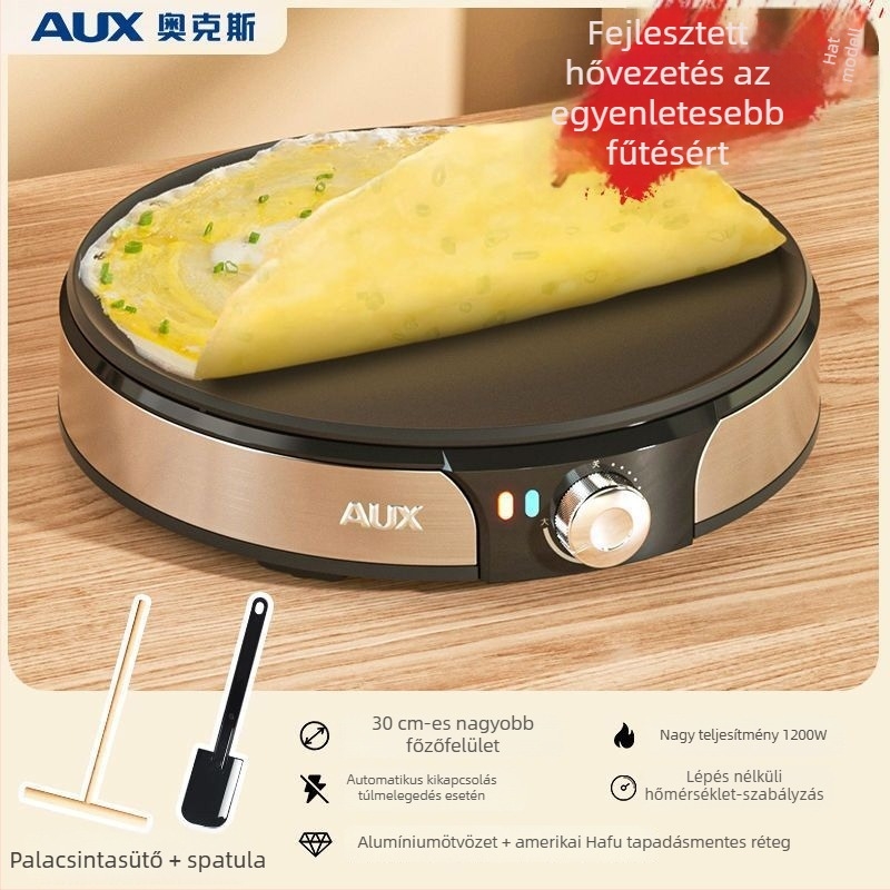 Elektromos palacsintasütő AUX-LA102, 220V, 1200W, mechanikus vezérlés, 4–5 fő számára