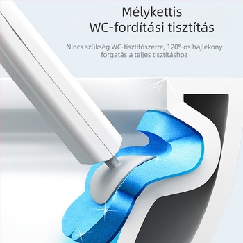 CCKO falra szerelhető egyszer használatos WC-kefe, cserélhető fejjel, műanyagból, modern minimál dizájn.