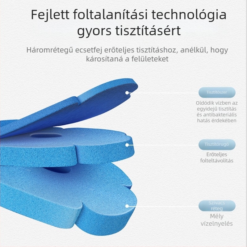 CCKO falra szerelhető egyszer használatos WC-kefe, cserélhető fejjel, műanyagból, modern minimál dizájn.