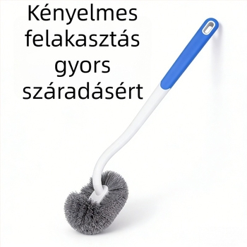 WC-kefe hosszú nyéllel, puha sörtékkel, falra szerelhető, műanyag