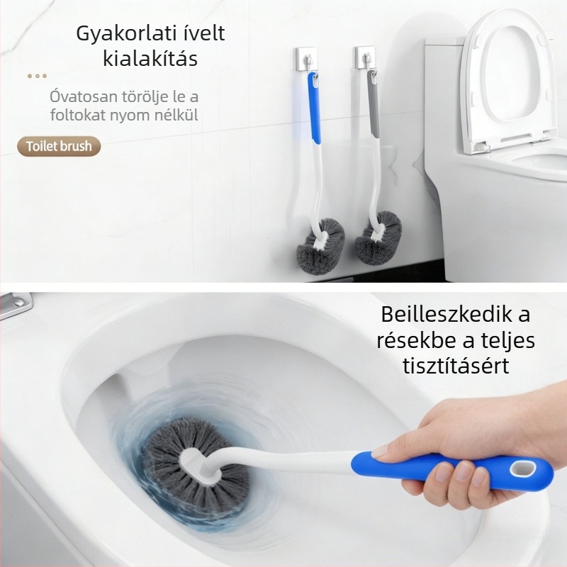 WC-kefe hosszú nyéllel, puha sörtékkel, falra szerelhető, műanyag
