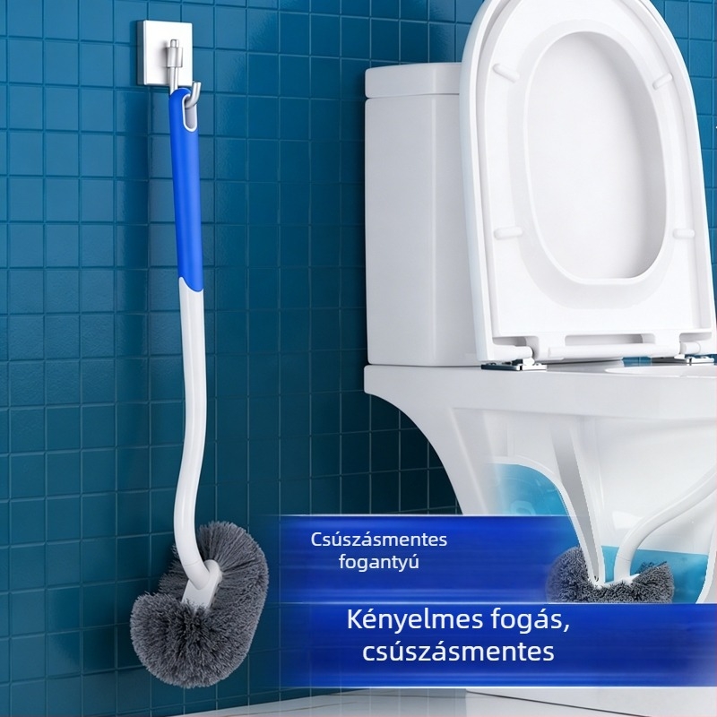 WC-kefe hosszú nyéllel, puha sörtékkel, falra szerelhető, műanyag