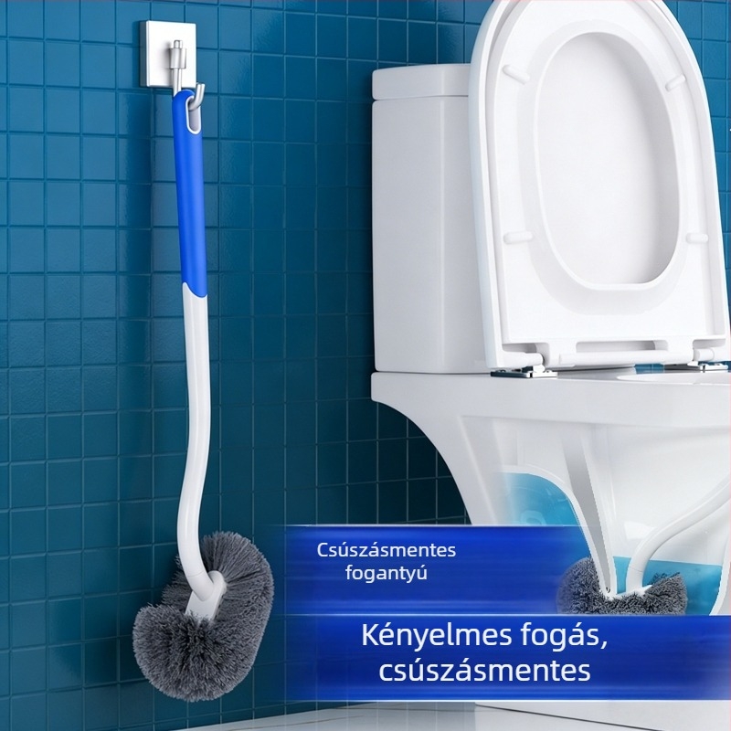 WC-kefe hosszú nyéllel, puha sörtékkel, falra szerelhető, műanyag