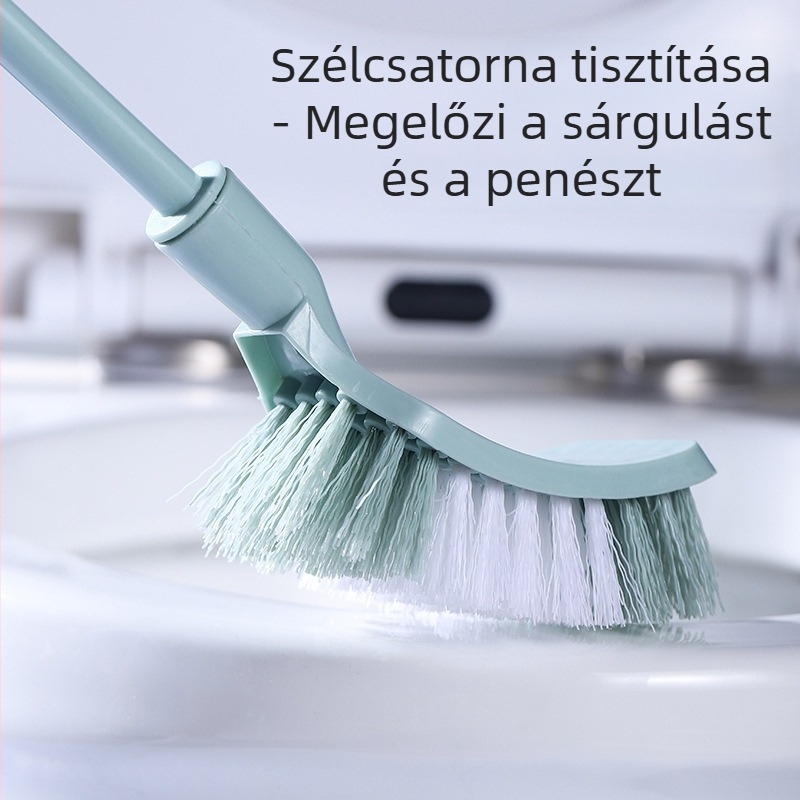 WC-kefe hosszú műanyag nyéllel, fej formái: kerek, gömb és négyzet alakú; súly 0,2 kg; anyag: műanyag