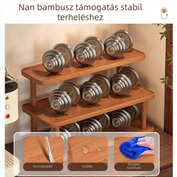 Asztali teáskészlet-tároló állvány — 3 emeletes, Nanzhu anyag, csavarral rögzítés, modern minimalist stílus