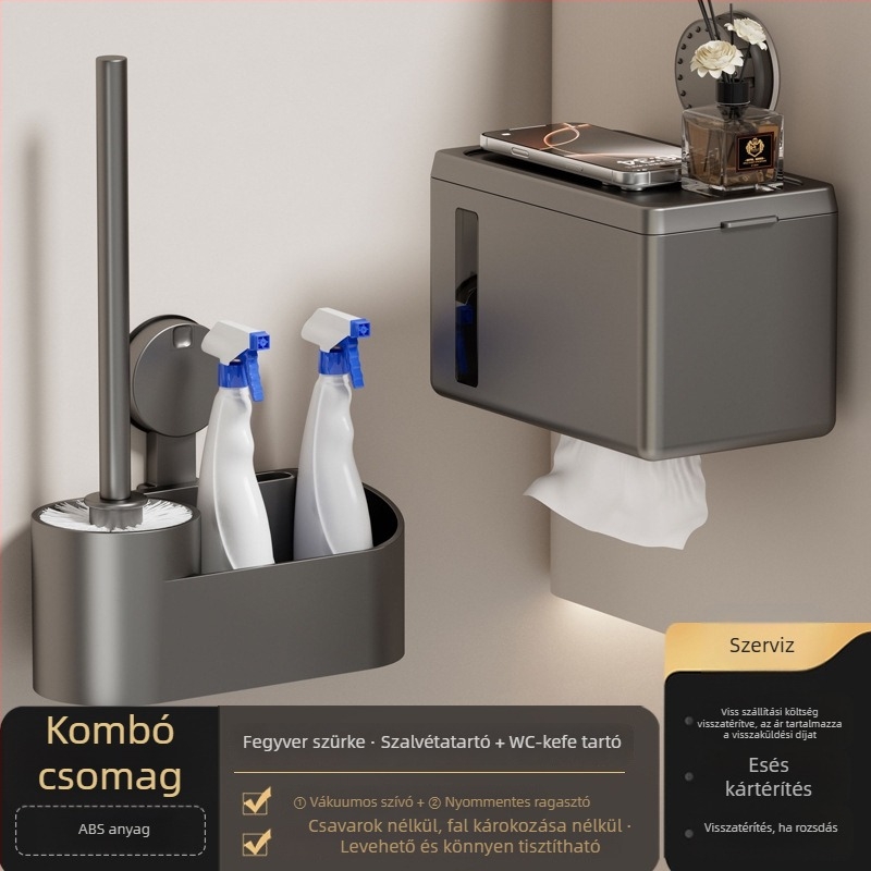 Fürdőszobai WC-kefekészlet vákuumos tartóval, műanyagból, 450 g, Constant márka, 2020 őszén debütált