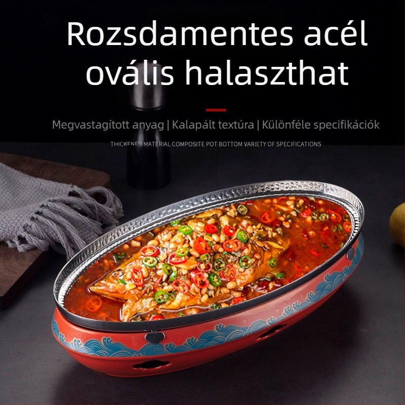 Rozsdamentes acél kerek grill serpenyő smalt technológiával, kínai stílusú, bevonat nélkül